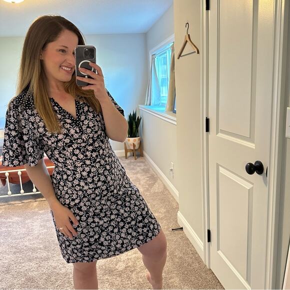 NWT Rebecca Taylor Navy Blue Pink Floral Mini Dress 6 - Picture 3 of 13